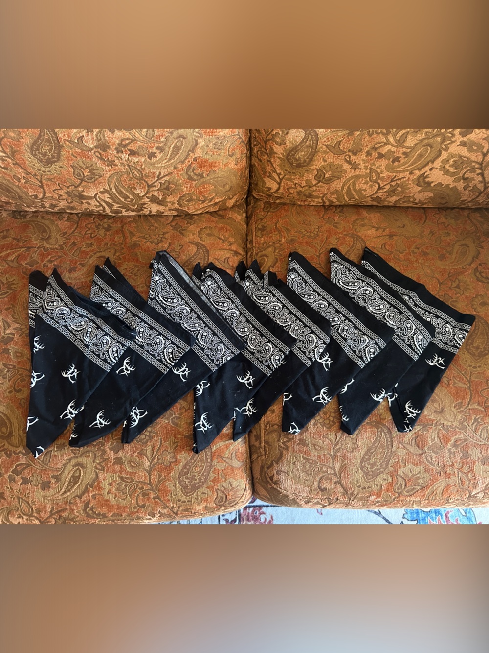 Buck Commander Black Paisley Cotton Bandanas - Pack of 8 New Unused